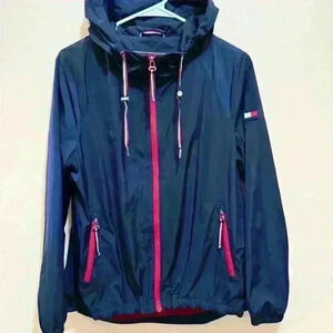Tommy Hilfiger Women's Navy Blue Windbreaker Lightweight Jacket Full Zip Small​